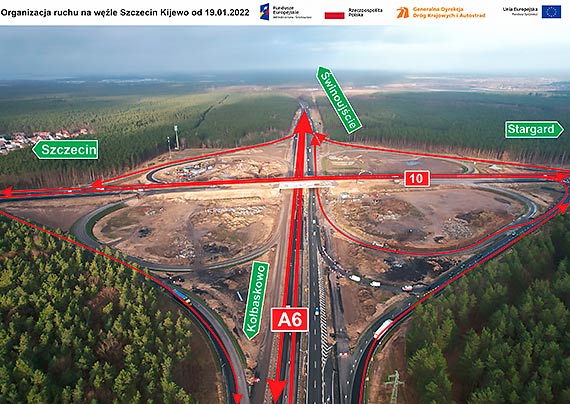 Na wle Szczecin Kijewo jedziemy jedn jezdni autostrady A6